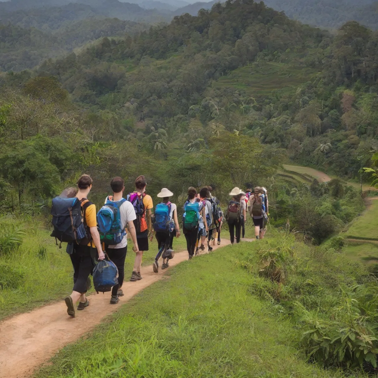 Du khách trekking trong rừng quốc gia Pai Thái Lan